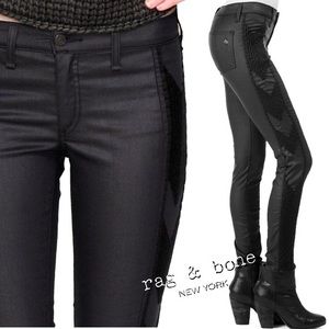 Rag & Bone Black Raja Embroidered Coated Jeans 28